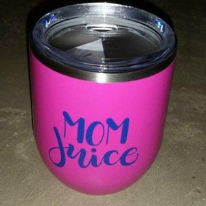 2qty Maars 12oz MOM JUICE Stainless Steel Tumblers Plastic Straw Pink & Blue